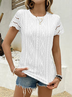Crochet Lace Short Sleeve T-Shirt - Ladyez