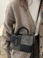 Color Block Flap Crossbody Bag with Top Handle