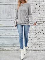 Casual Decor Button Long Sleeve T-Shirt