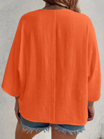 Full Size V-Neck Button Down Shirt Plus Size