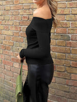 Off-Shoulder Ribbed Knit Top