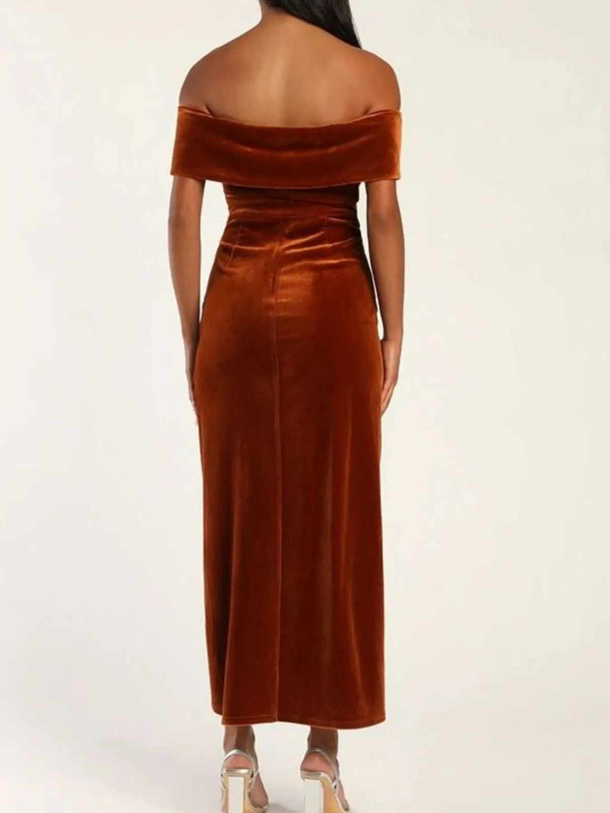 Off-Shoulder Wrap Dress with Side Slit - Ladyez