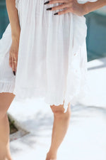 Ruffled Smocked Waist V-Neck Cover-Up - Ladyez