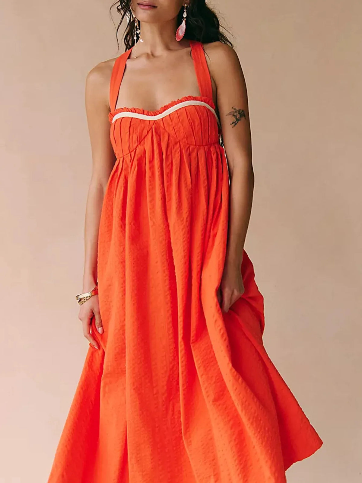 Sweetheart Neck Midi Dress