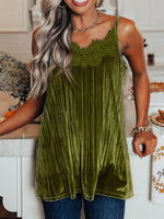 Lace Trim Pleated Cami