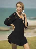 Crochet V-Neck Beach Cover-Up Dress