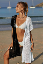 Angel Wings Two-Tone Side Slit Open Front Cover Up - Ladyez