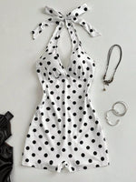Polka Dot Halter Neck Romper