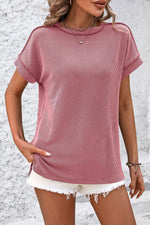 Mandy Striped Round Neck Short Sleeve T-Shirt - Ladyez