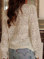 Lace Button Up Long Sleeve Top