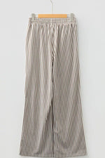 Stripe Elastic High Waist Pocketed Loose Pants