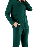 Collared Neck Long Sleeve Loungewear Set with Pockets - Ladyez