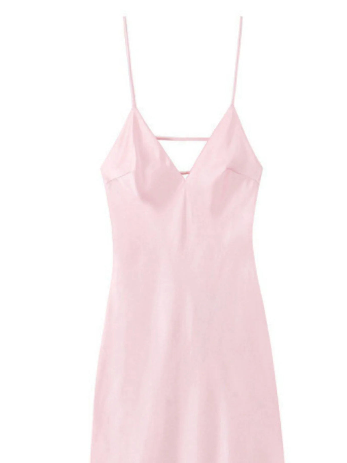 Satin V-Neck Cami Dress - Ladyez