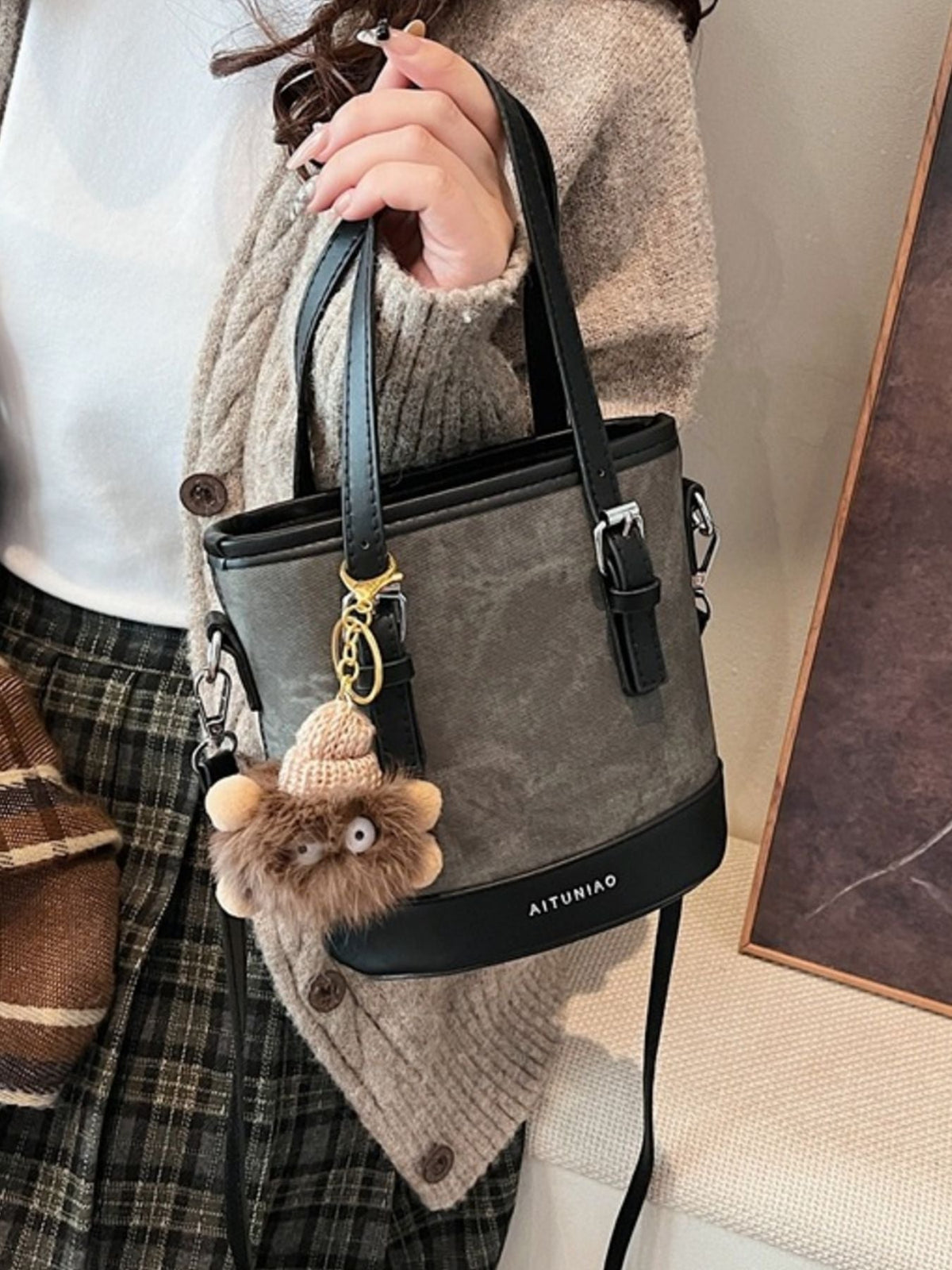 Two-Tone Bucket Crossbody Bag