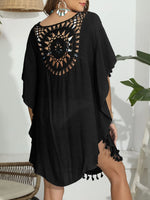 Tassel Crochet Round Neck Cover-Up - Ladyez