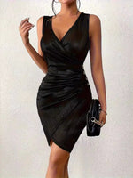 Surplice Sleeveless Bodycon Mini Dress - Ladyez