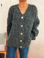 Cable Knit Button-Up Cardigan