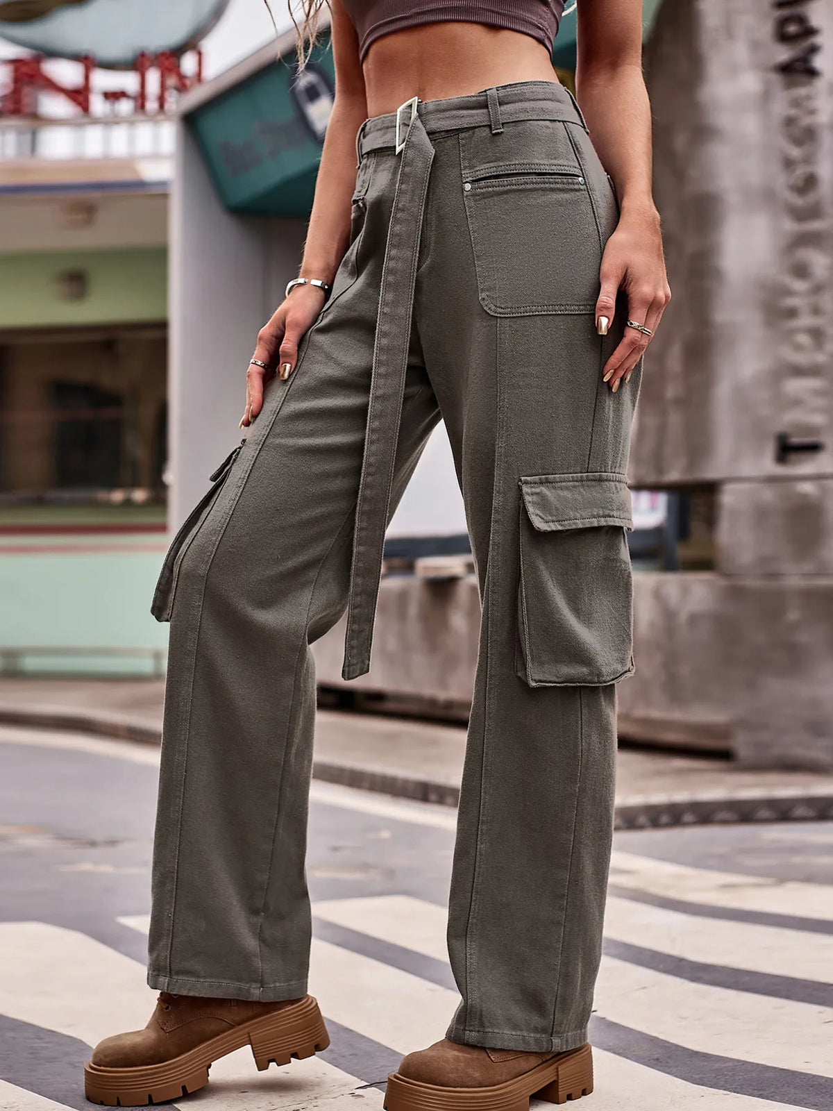 Cargo Wide Leg Jeans - Ladyez