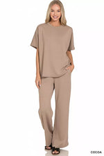 Zenana Scuba Curbed Hem Top & Pants Set