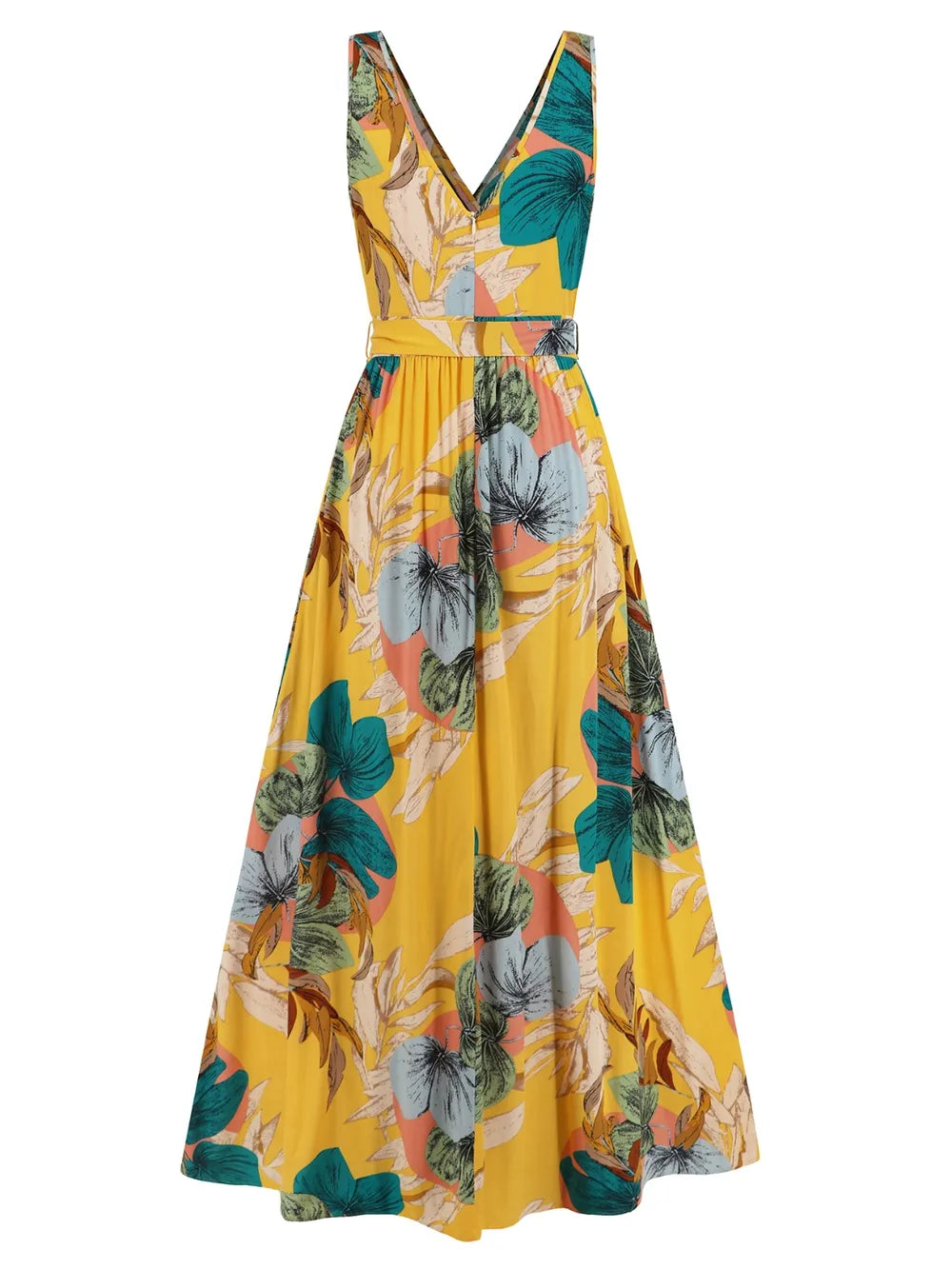Slit Tied Printed Surplice Dress - Ladyez