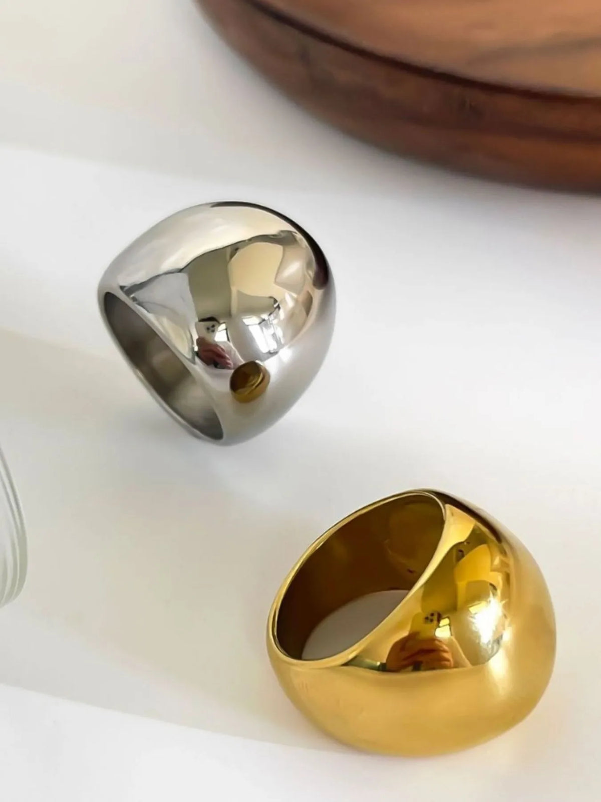 2-Piece Stainless Steel Bubble Statement Ring - Ladyez