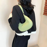 Solid Color Crescent Shoulder Bag - Ladyez
