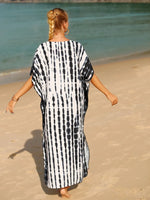 Tie-Dye V-Neck Half Sleeve Cover-Up - Ladyez