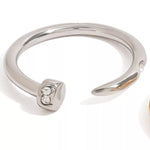 Stainless Steel Zircon Open Ring