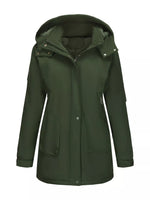 Full Size Hooded Mid-Length Windproof Outerwear Plus Size
