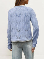 Hollow-Out Knit Button-Down Cardigan