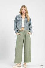 Umgee Frayed Hem Wide Leg Pants