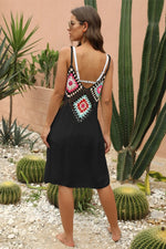 Geometric V-Neck Spaghetti Strap Cover Up Dress - Ladyez