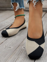 Color Block Knit Slip-On Loafers