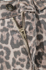 Leopard Frayed Edge Wide Leg High Waist Jeans