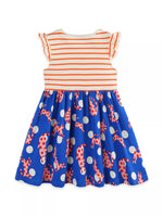 Children's Striped Animal Print Ruffled Dress