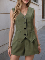 V-Neck Vest and Shorts Set