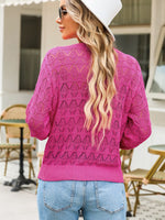 Buttoned Front Openwork Cardigan