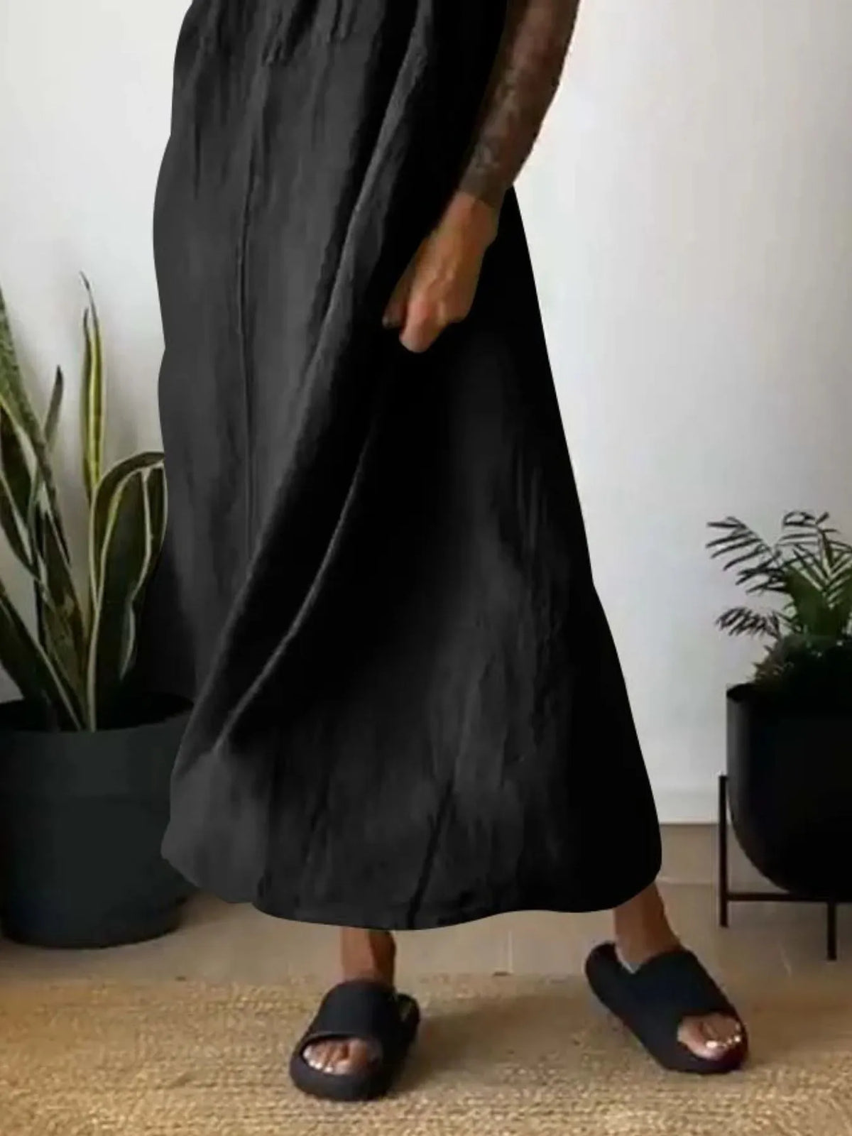 Full Size Ruched Cami Maxi Dress with Pockets Plus Size - Ladyez
