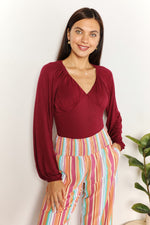 Culture Code Full Size V-Neck Bodysuit - Ladyez