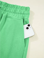 Drop Shoulder Puff Sleeve Crop Top and Drawstring Wide Leg Pants Set