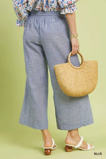 Umgee Linen Blend Striped Wide Leg Pants
