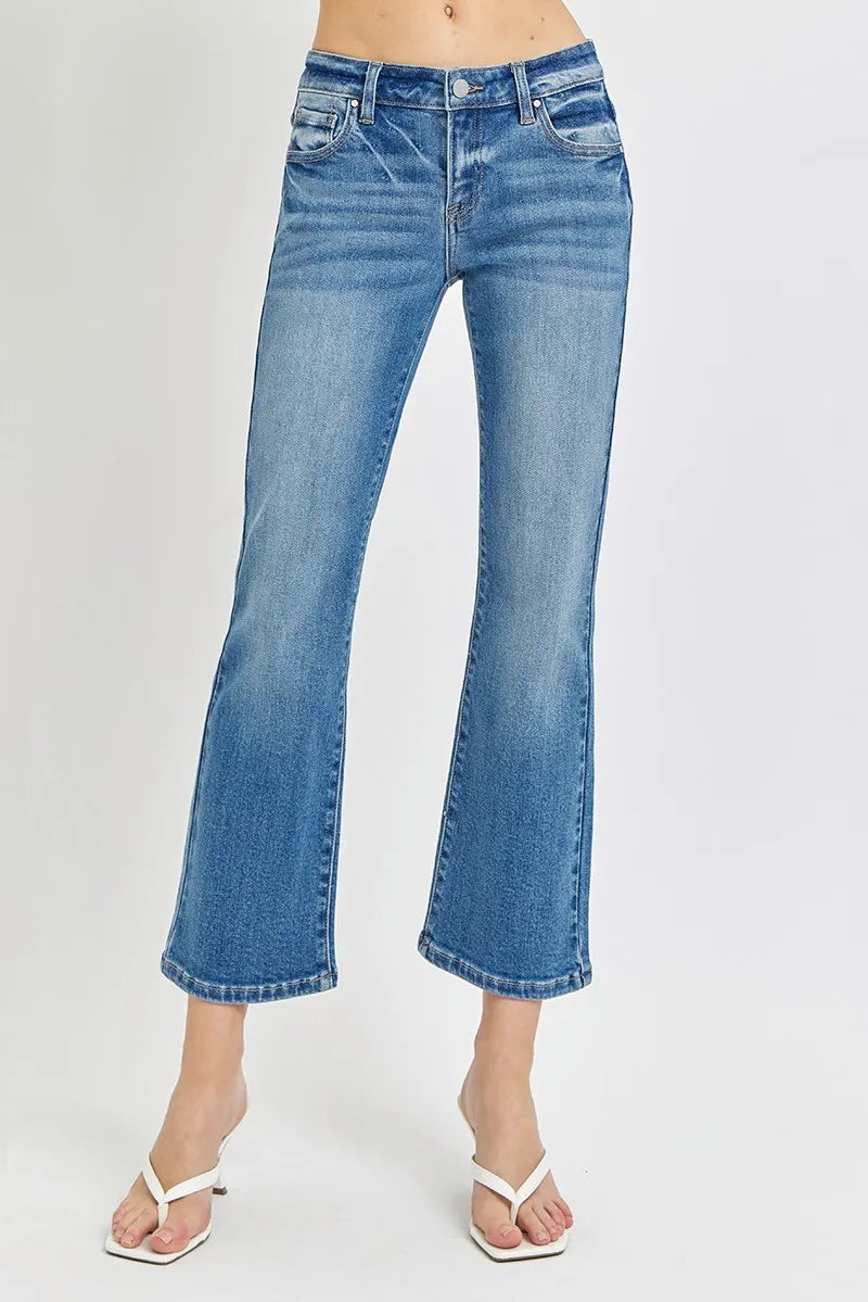 RISEN Full Size Low Rise Crop Flare Jeans Plus Size - Ladyez