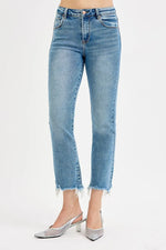 RISEN Full Size High Rise Crop Straight Slim Jeans Plus Size - Ladyez