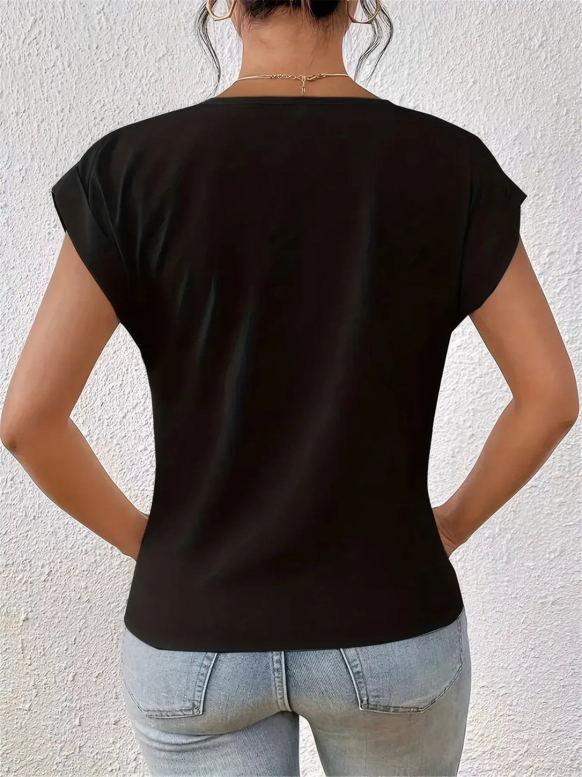 V-Neck Twist Front Top - Ladyez