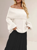 Off-Shoulder Long Sleeve Sweater