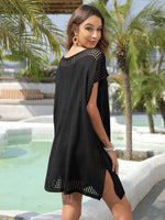 Slit Openwork V-Neck Cover-Up - Ladyez