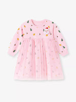 Children's Christmas Santa Claus Tulle Long-Sleeve Dress