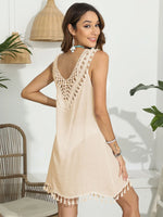 Tassel Scoop Neck Wide Strap Cover-Up - Ladyez