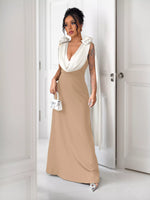 Floral Applique Two Tone Maxi Dress