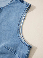 Buttoned Front Slit Denim Vest